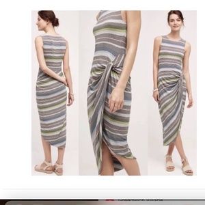 New Bailey 44 bodycon Striped Dress, gray with black, pink, blue, green stripes